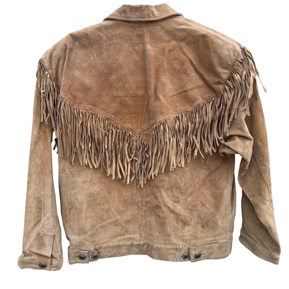 Lizwear Vintage Tan Suede Leather Fringe Western Jacket Womens M Rodeo Festival - Picture 6 of 15